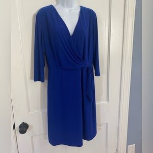 Frank Lyman dress blue  Sheath Knee Length Side Knot 3/4 Sleeve Women's Size 12